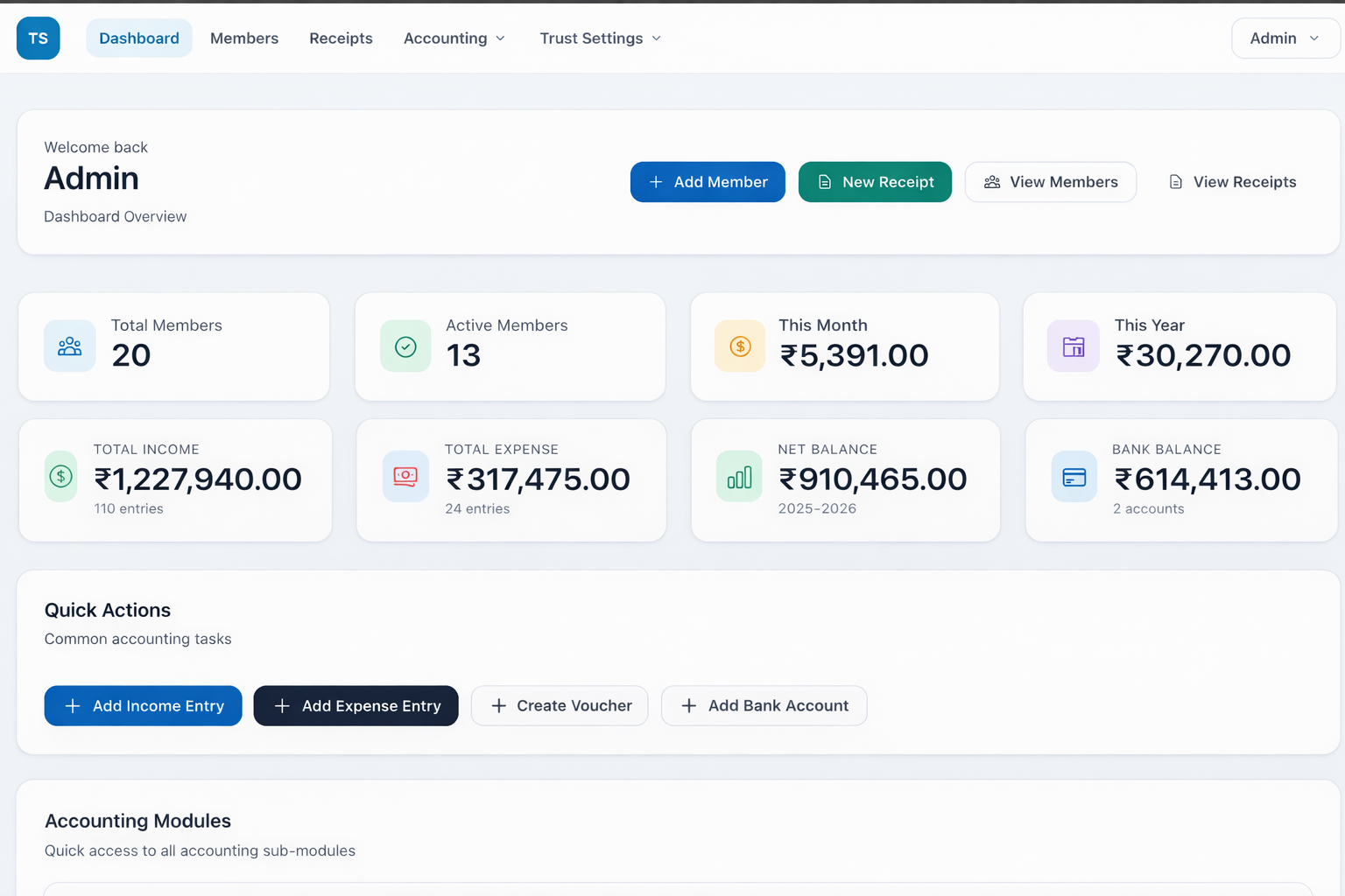 Trust Setu Dashboard Preview